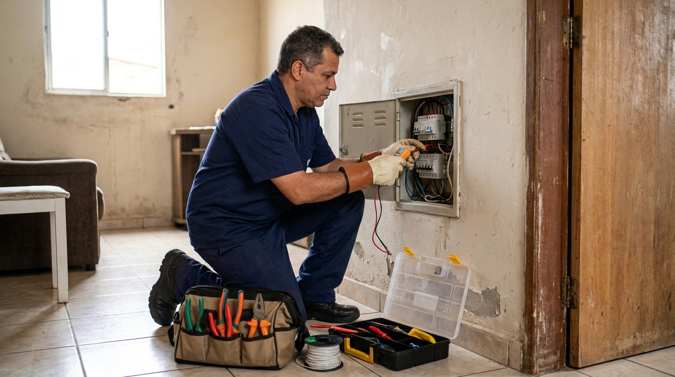 Eletricista com ferramentas em Diadema‑SP