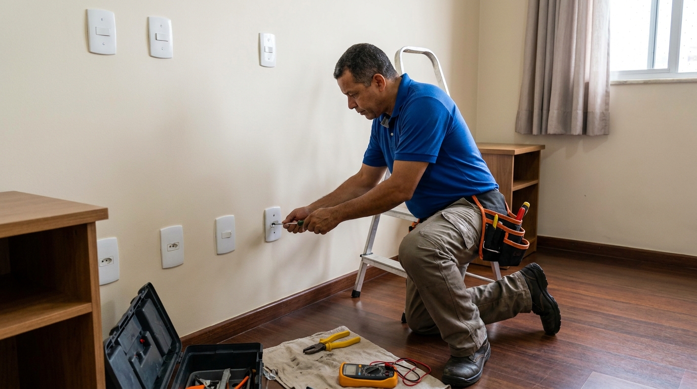 Instalacao de tomada e interruptor residencial em Diadema‑SP