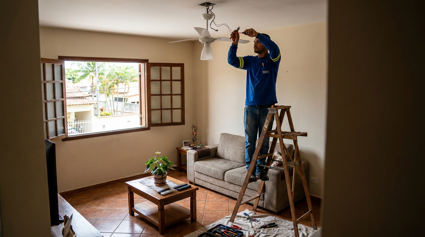 Instalacao de ventilador de teto profissional em Diadema‑SP