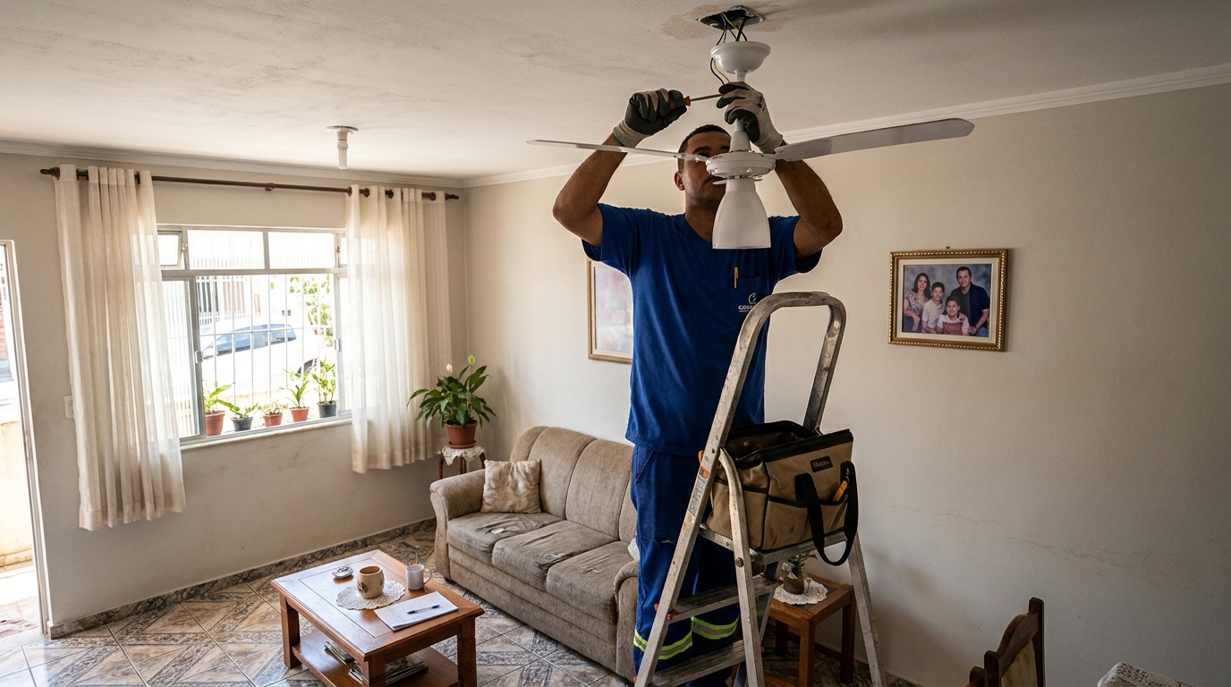 Instalacao de ventilador de teto residencial em Diadema‑SP