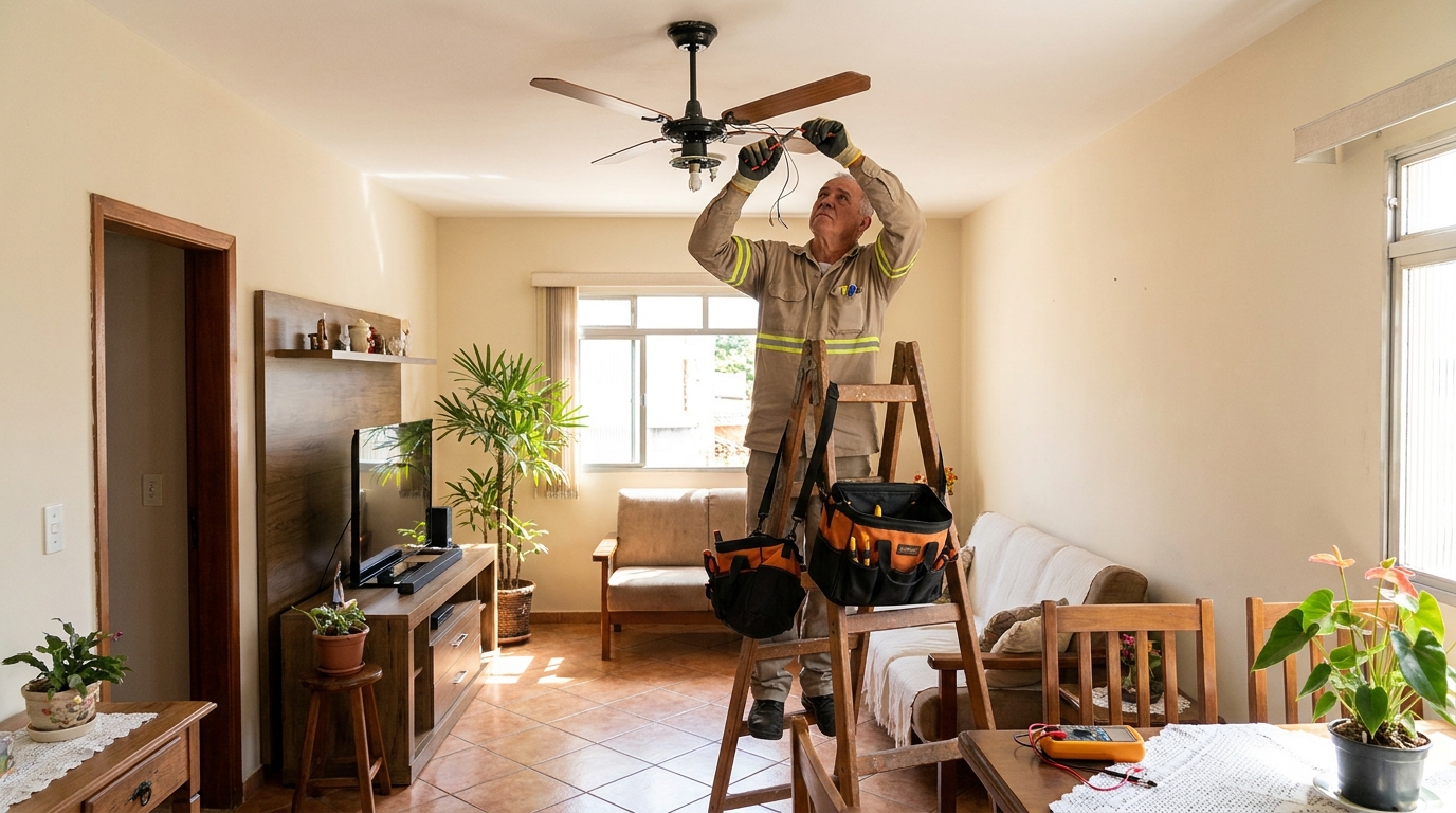 Montagem de ventilador de teto em Diadema‑SP